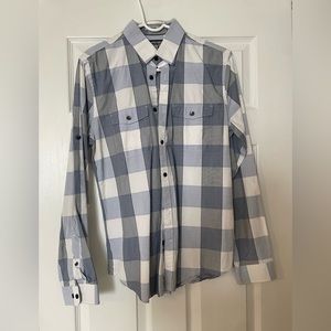 Express dress shirt plaid blue and black